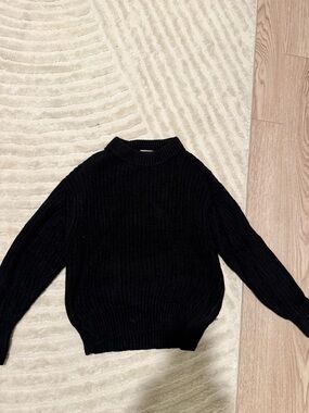 Wilfred Black Ribbed Crewneck Sweater